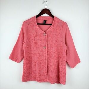 Focus Casual Life Top Womens Small Gauze Lagenlook Artsy Pink Pockets Cardigan